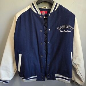 Reebok Blue and White Varsity Jacket